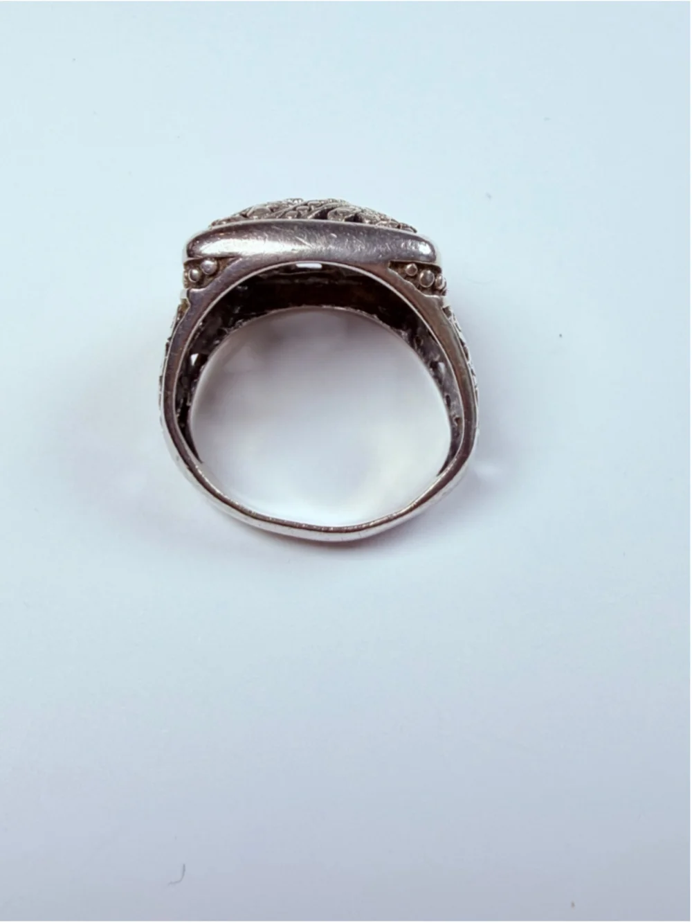 Felicia Design Palu Ornate Dot Filigree 925 Sterling Silver Square Vintage Ring